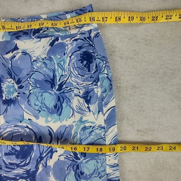Van Heusen Women's 100% Cotton Blue, White Floral Back Zip, Pencil Skirt Size 8 - Picture 8 of 10